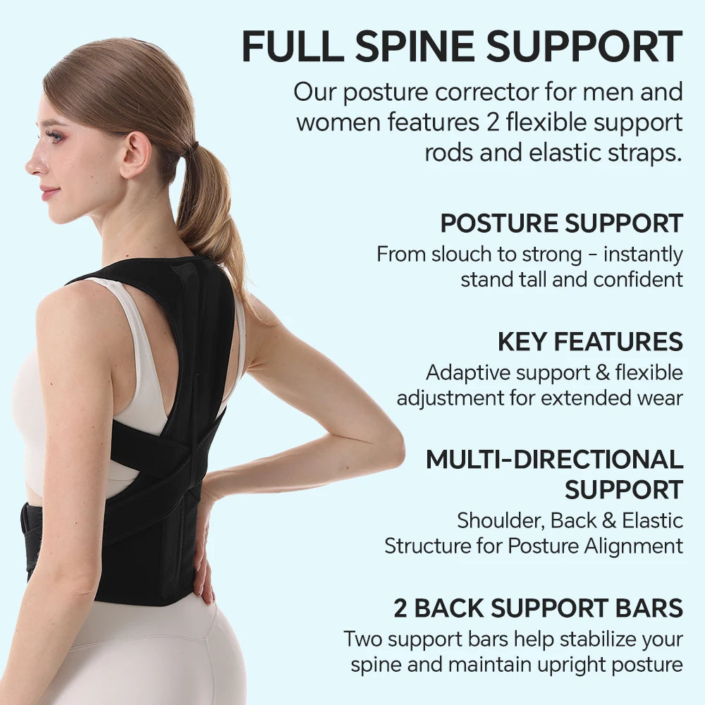 Posture Corrector Back Brace for Men and Women, Adjustable Full Back Posture Brace for Scoliosis, Hunchback, Thoracic and Spine