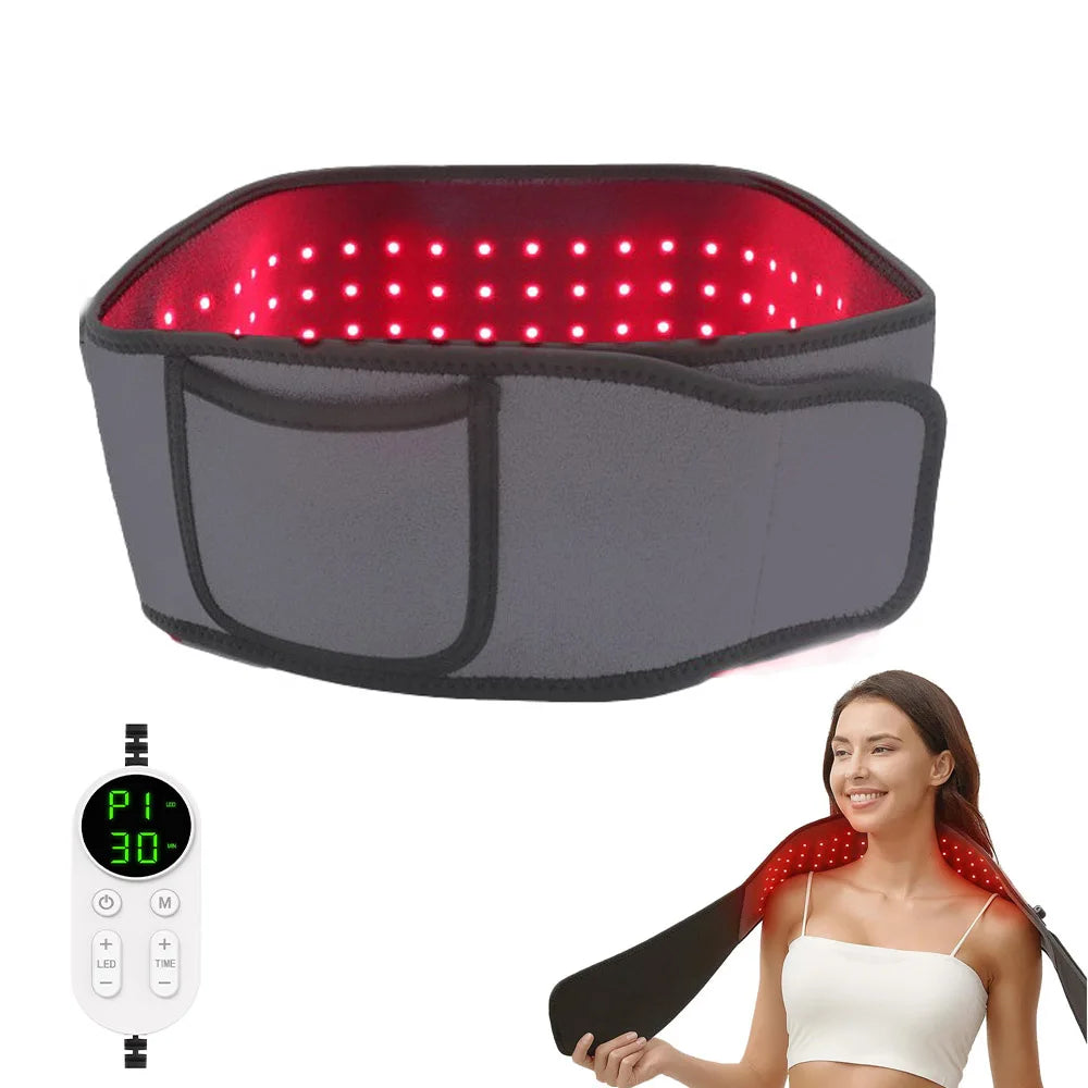 LED Infrared Red Phototherapy Belt 660nm 850nm Back And Waist Pain Relief Heating Function Deeply Penetrates The Skin