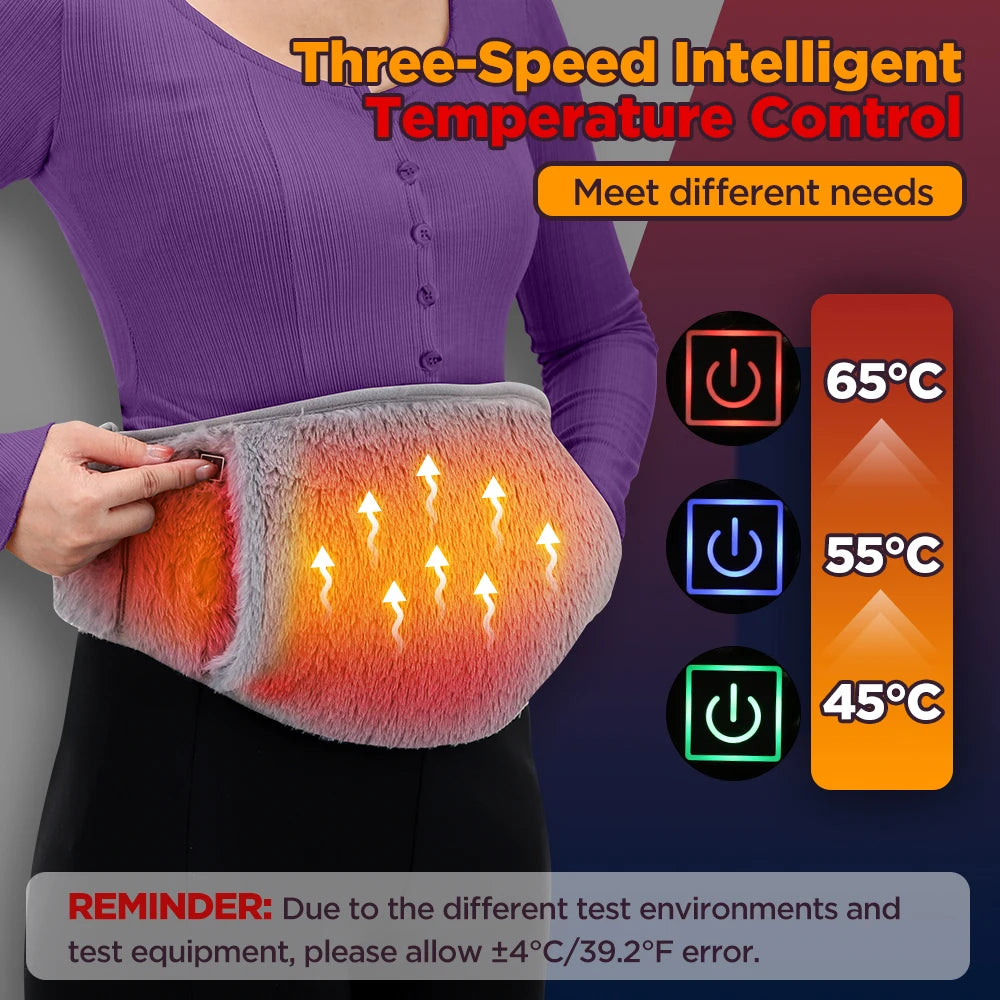 Electric Heating Abdomen Belt with Hand Warmer 3 Temp Levels Waist Warming Pad for Menstrual Relief Winter Health Care for Women