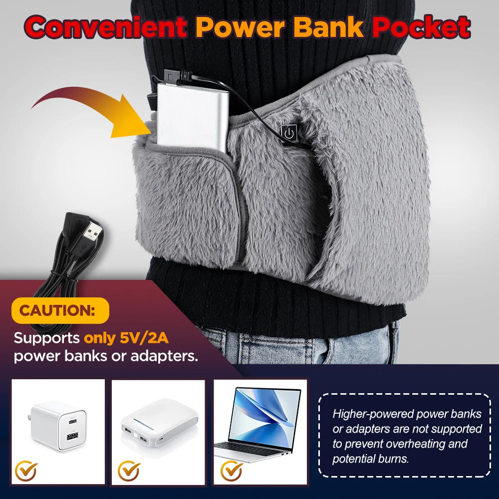Electric Heating Abdomen Belt with Hand Warmer 3 Temp Levels Waist Warming Pad for Menstrual Relief Winter Health Care for Women